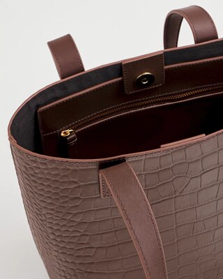 Crocodile Motif Leather Tote Bag click to view larger image.