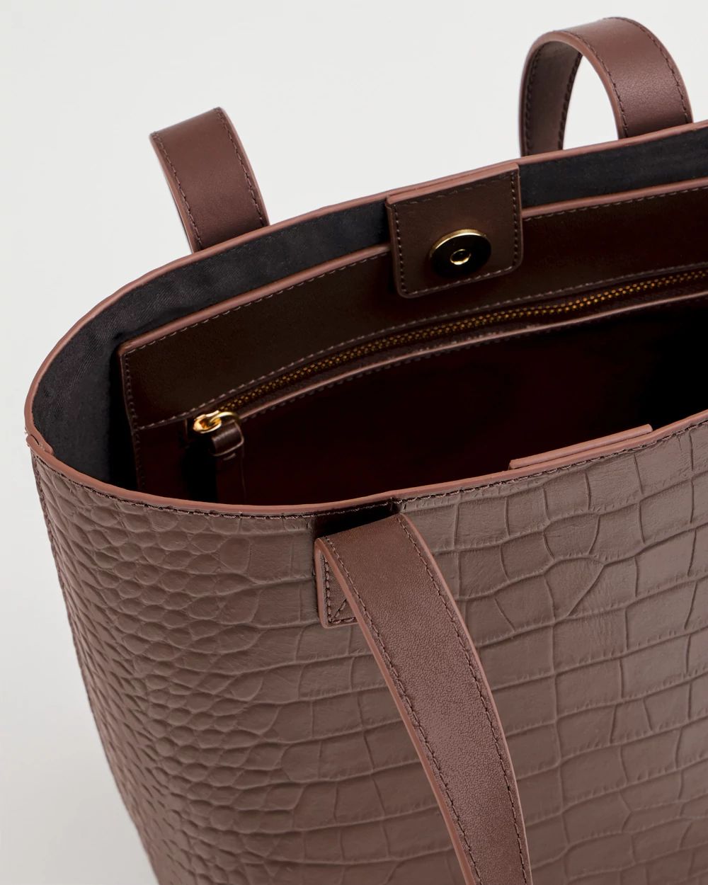 Crocodile Motif Leather Tote Bag