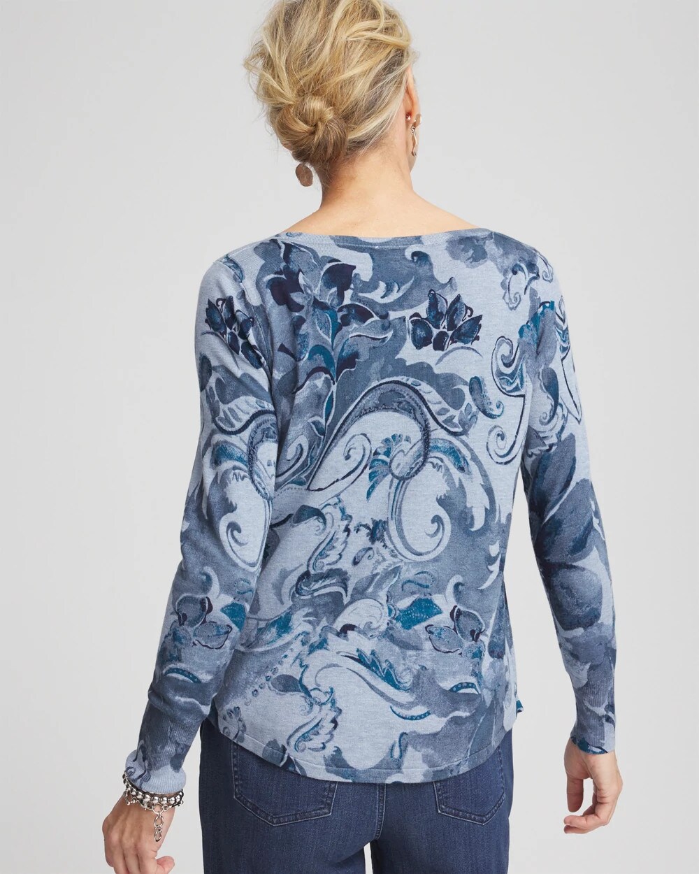Floral Long Sleeve Pullover Sweater