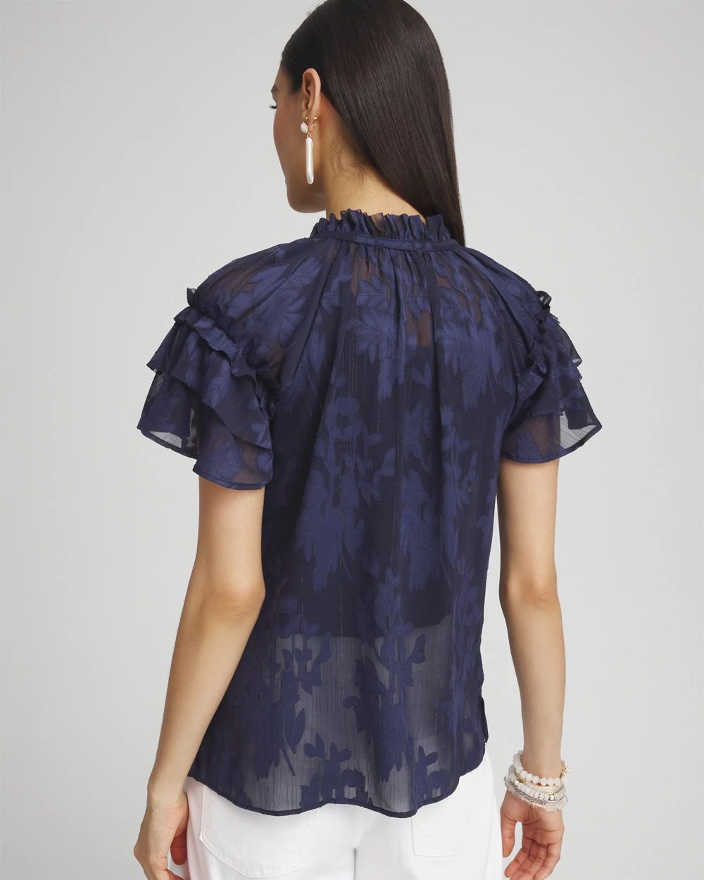 Chiffon Ruffle Neck Blouse