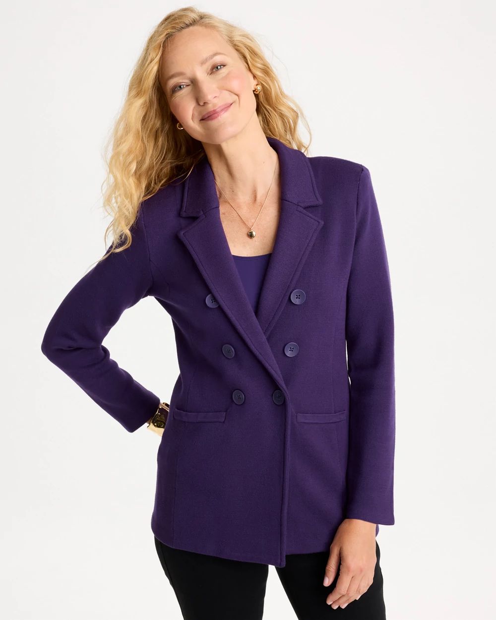 Double-Breasted Sweater Blazer