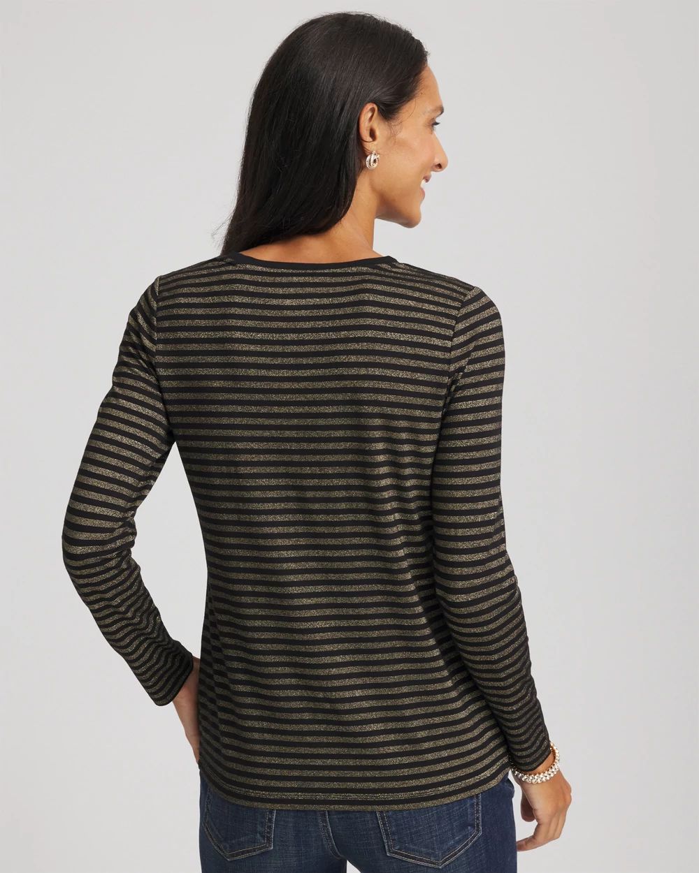 Touch of Cool™ Metallic Striped Layering Tee