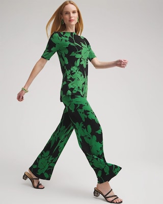 Petite Travelers™ Floral Wide Leg Pants click to view larger image.