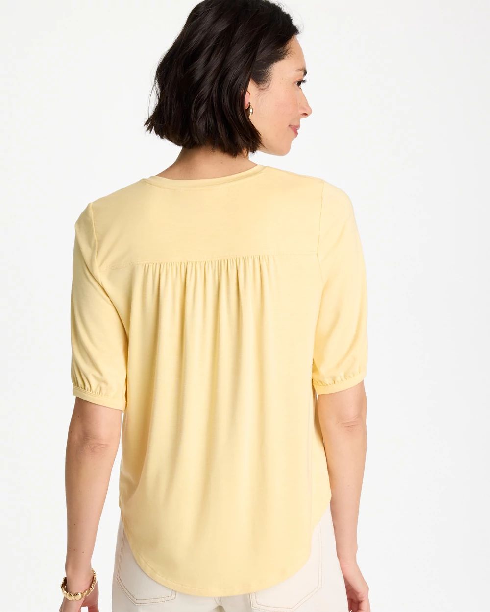 Shirred Elbow Sleeve Tee