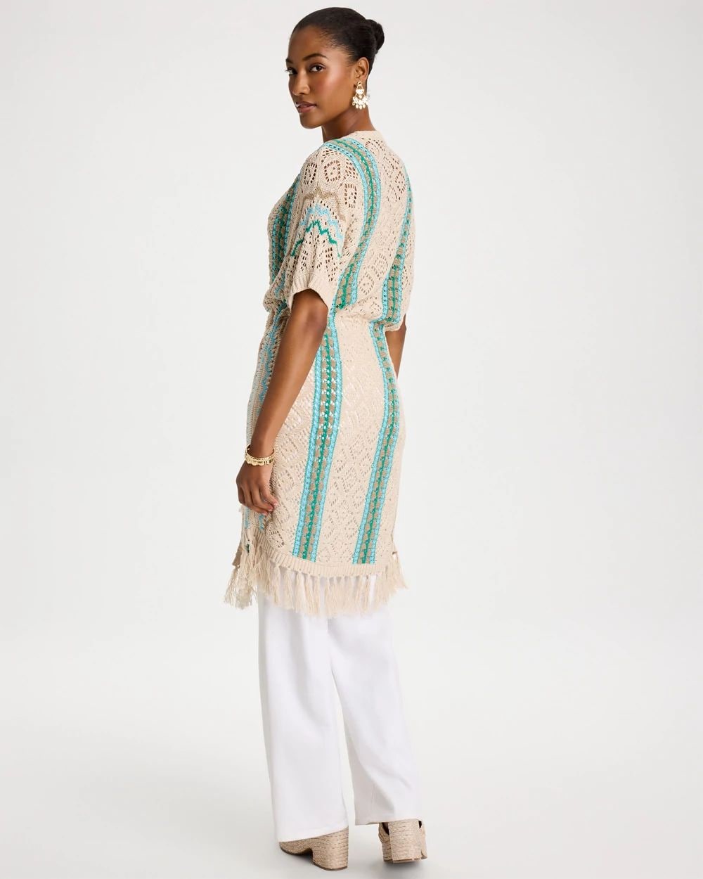 Rainbow Crochet Pointelle Vest