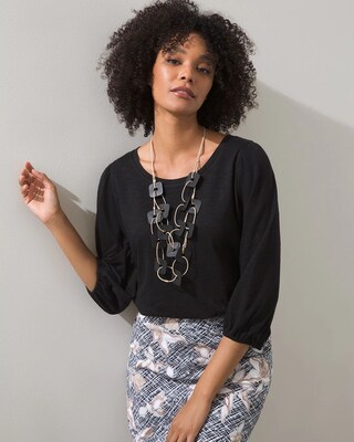 3/4 Puff Sleeve Slub Tee