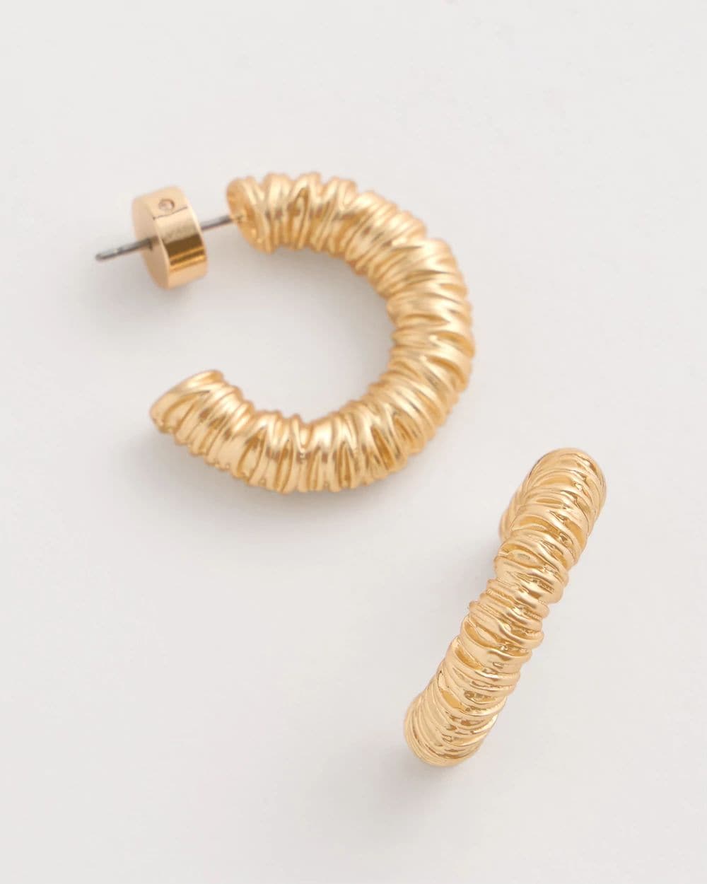 Crinkle Goldtone Hoop Earrings click to view larger image.
