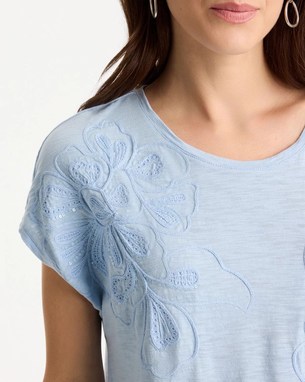 Cotton Slub Embroidered Wedge Tee click to view larger image.