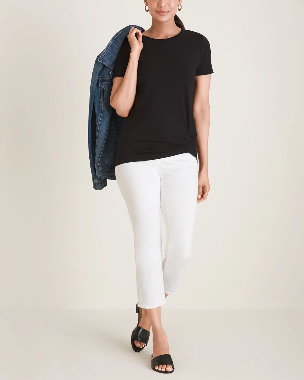 Knot-Detail Rib-Neck Tee