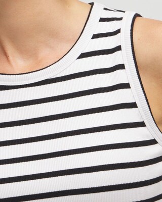 Stripe Ribbed High Neck Tank
