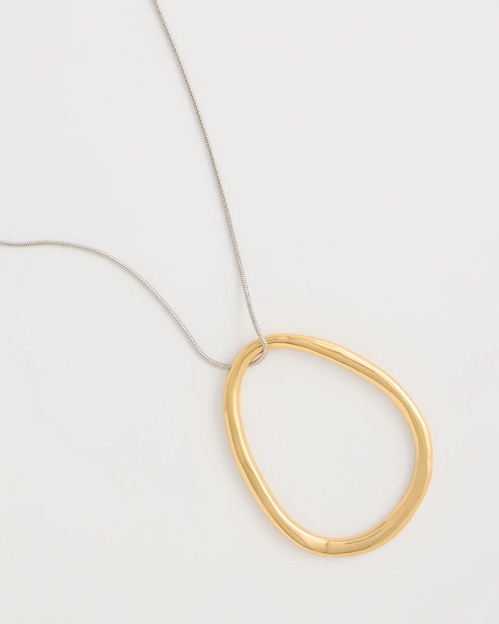 Mixed Metal Circle Pendant Necklace click to view larger image.