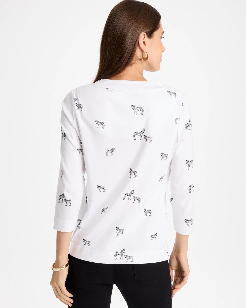 Zebra Print Pima 3/4 Sleeve Tee click to view larger image.