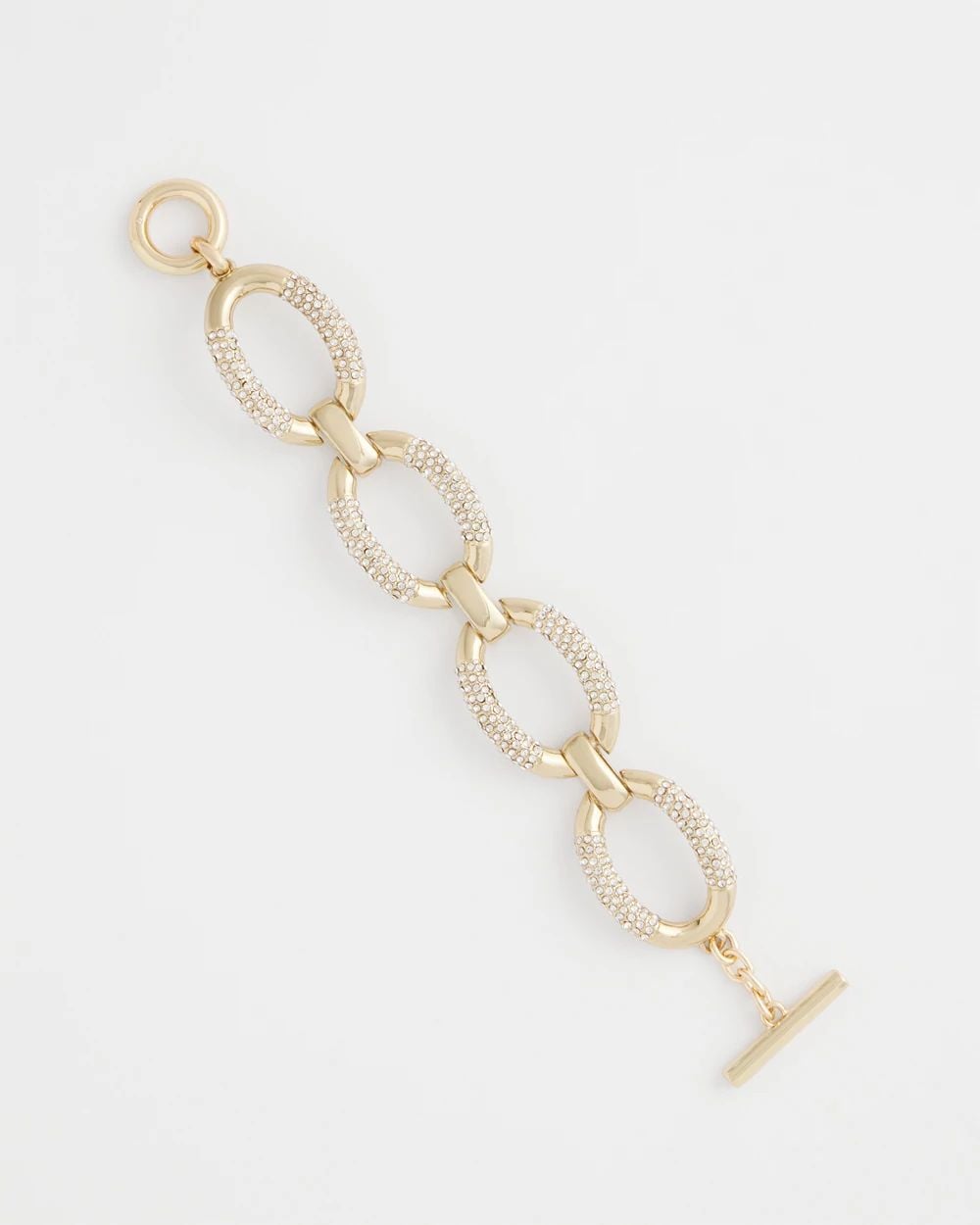 Large Pave Link Toggle Bracelet