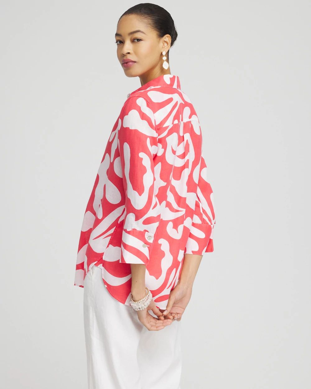 No Iron™ Linen Reef 3/4 Sleeve Shirt