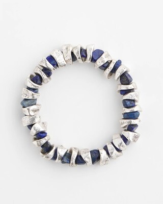 Blue Lapis Silvertone Beaded Bracelet