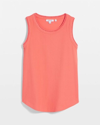 Ribbed Crochet-Trimmed Tank click to view larger image.