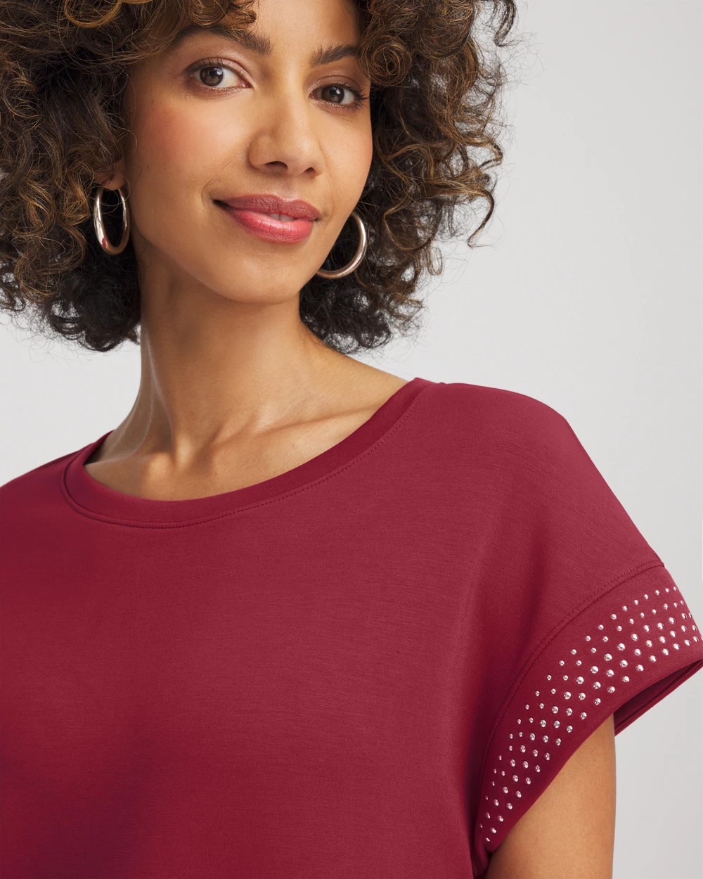 Zenergy® Scuba Embellished Short-Sleeve Top