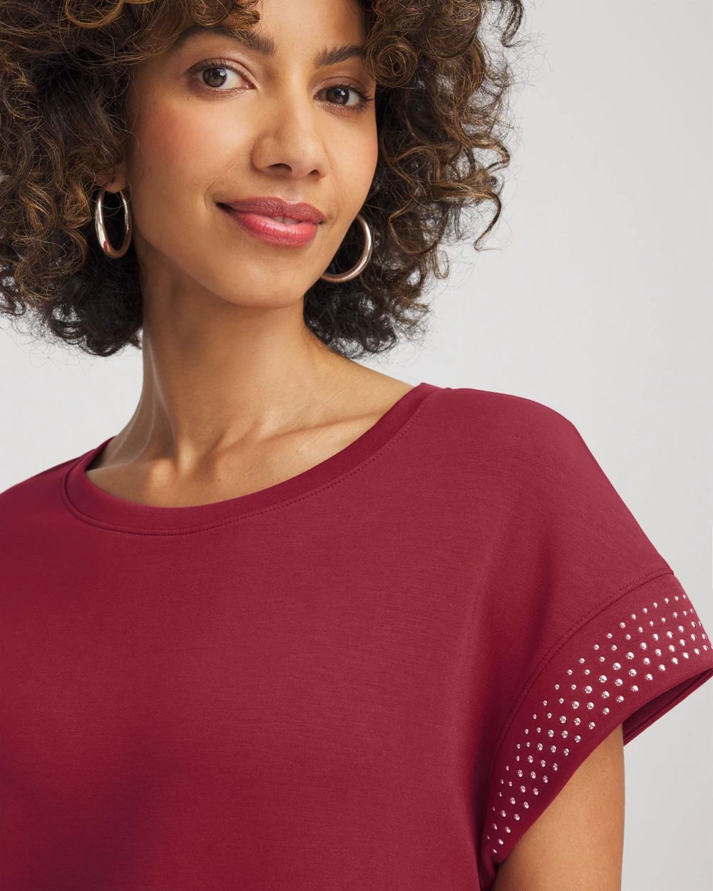 Zenergy® Scuba Embellished Short-Sleeve Top click to view larger image.
