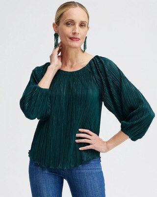 Green Metallic Crinkle Tee
