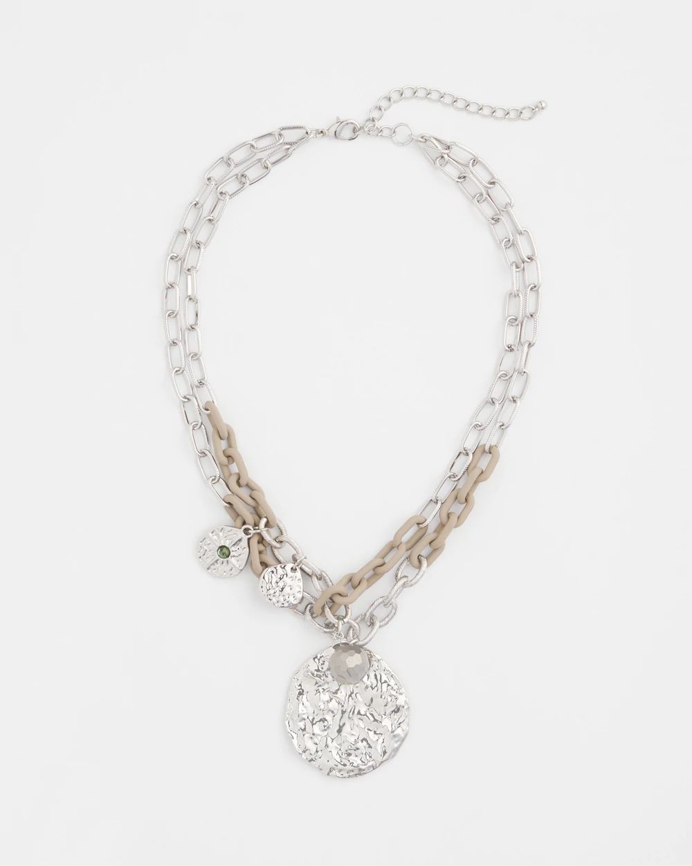 Gold Tone Beaded Charm Necklace click to view larger image.