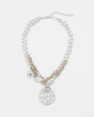 Gold Tone Beaded Charm Necklace click to view larger image.