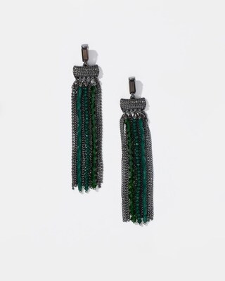 Green Tassel Duster Earrings