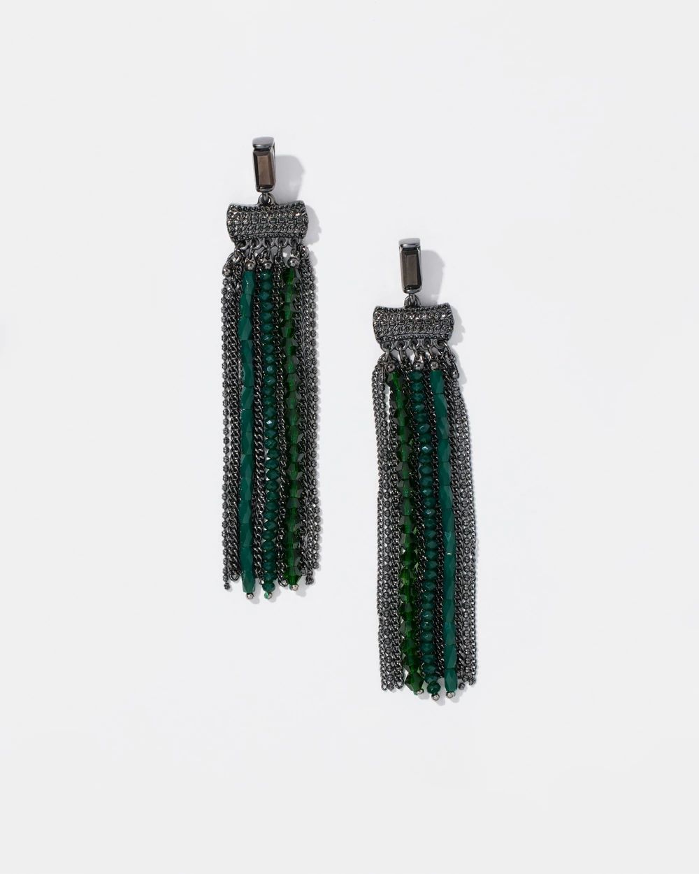 Green Tassel Duster Earrings