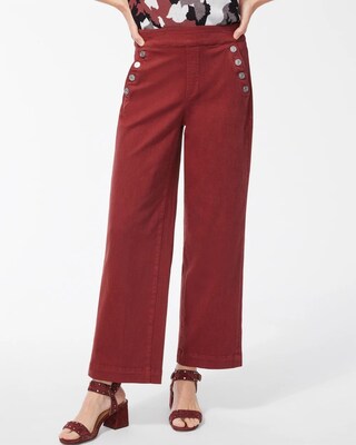 Pull-On Wide Leg Ankle Jeans