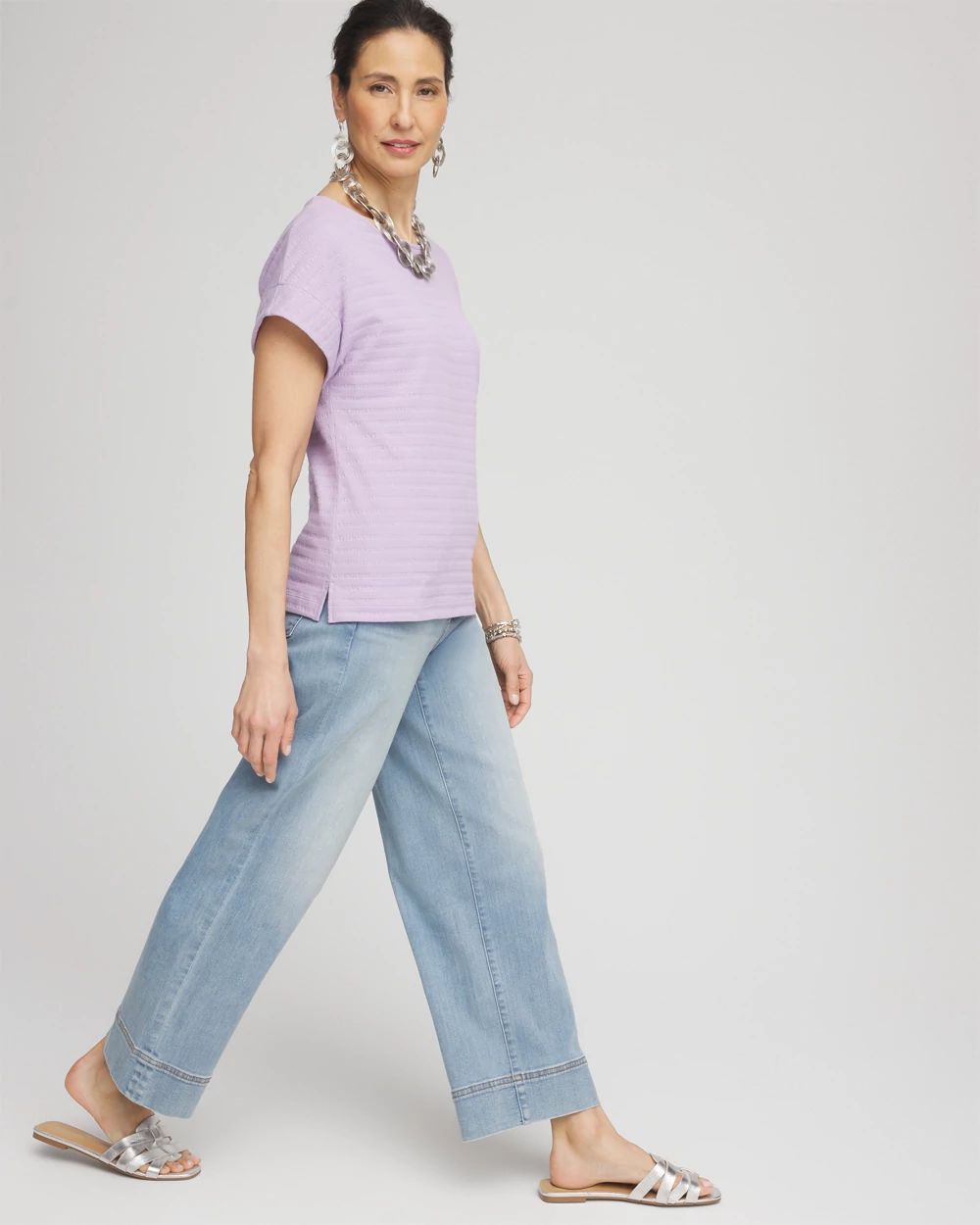 Cap Sleeve Textured Tee click to view larger image.