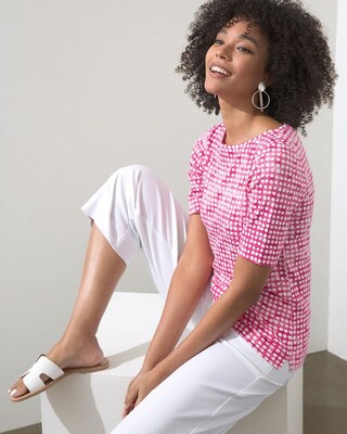 Pima Dot Print Elbow Sleeve Tee
