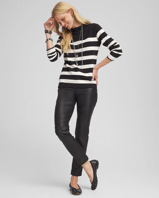 Black & White Striped Mock Neck Top click to view larger image.
