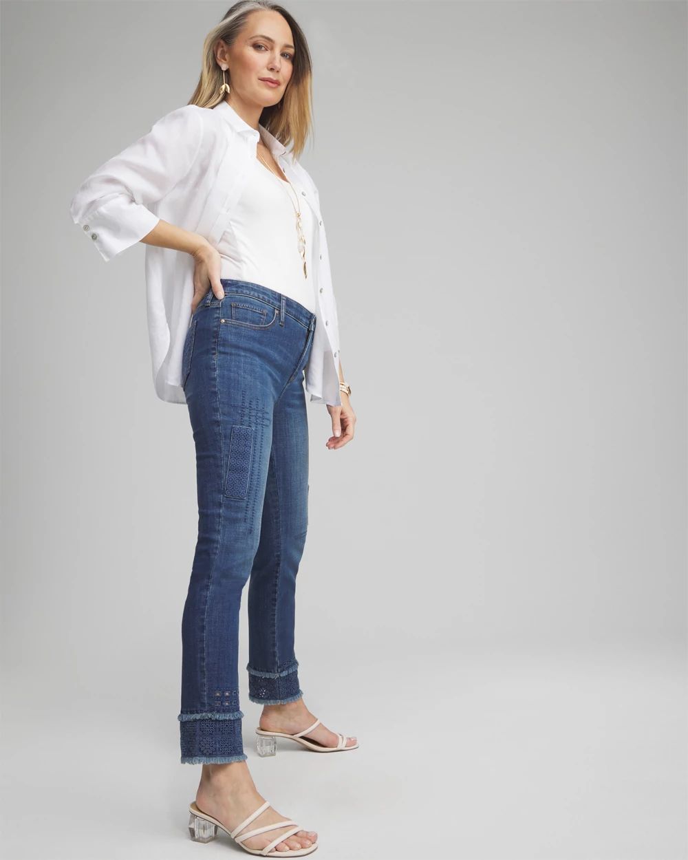 Girlfriend Double Fray Ankle Jeans