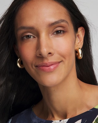 Gold Puff Hoop Earrings click to view larger image.