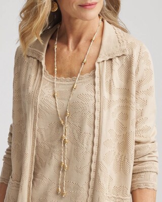 Gold-Tone Beaded Lariat Necklace