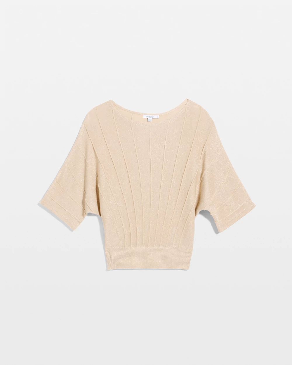 Metallic Pleated Dolman Pullover Sweater
