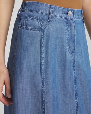 Tencel™ Denim Pull-On Pleated Midi Skirt click to view larger image.
