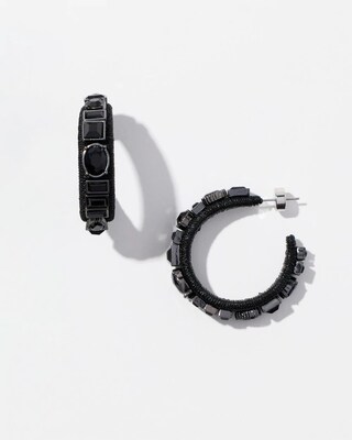 Black Rhinestone Hoops