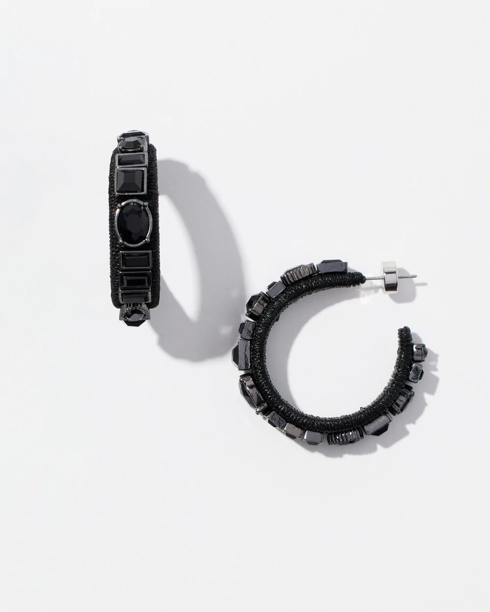 Black Rhinestone Hoops