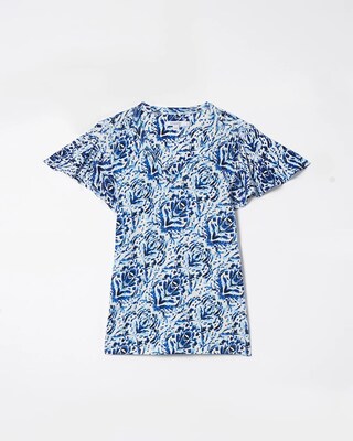 Touch of Cool Ikat Flutter Sleeve Tee