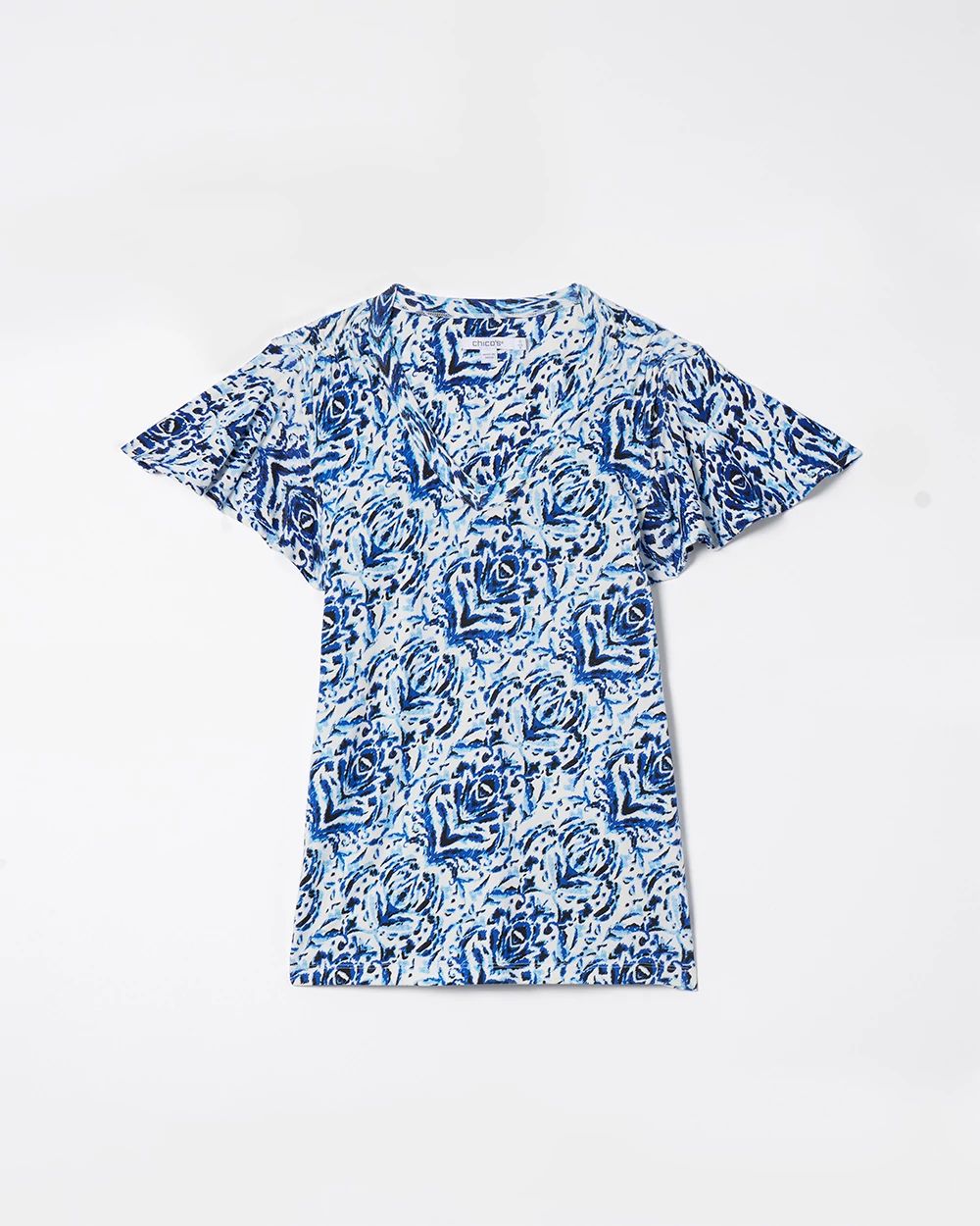 Touch of Cool Ikat Flutter Sleeve Tee
