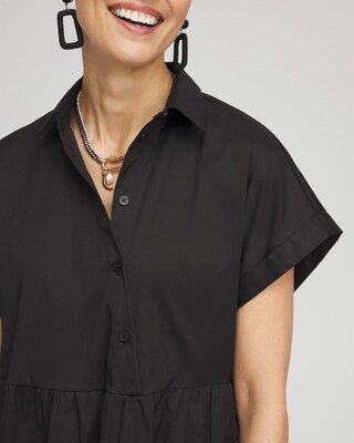 Poplin Diagonal Button Front Dress