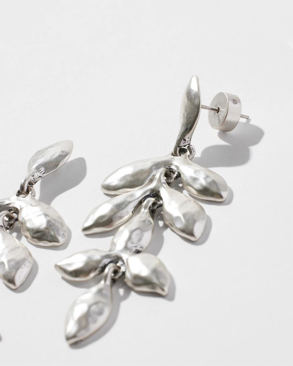 Silver Tone Leaf Earrings