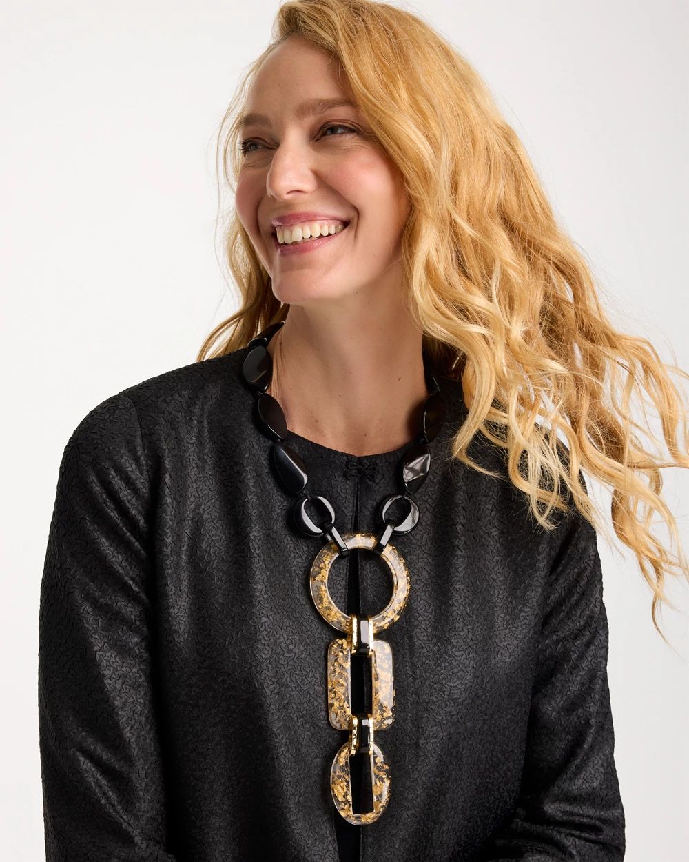 Adjustable Chic Black Resin Y-Necklace click to view larger image.
