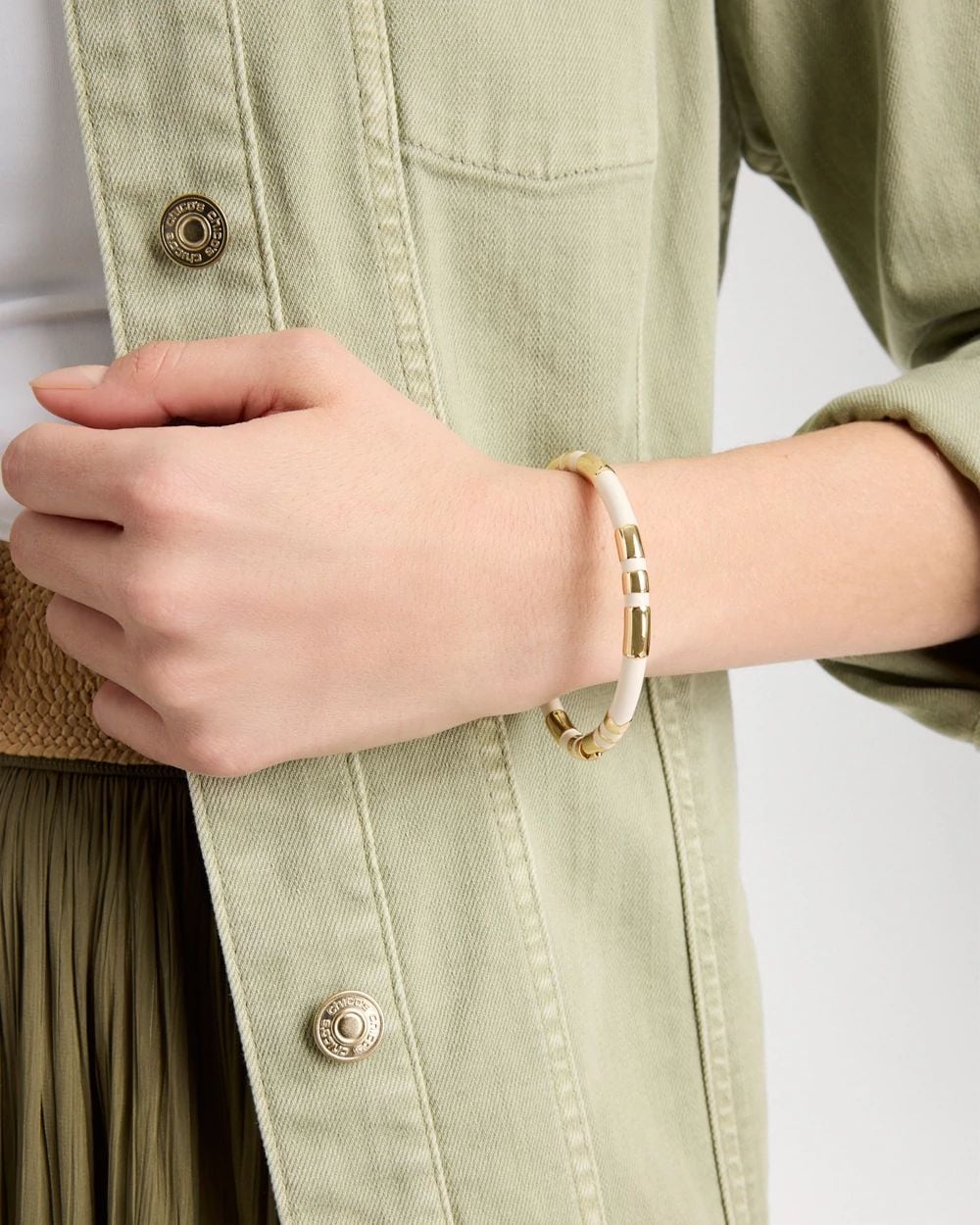 White Enamel Hinge Bangle click to view larger image.