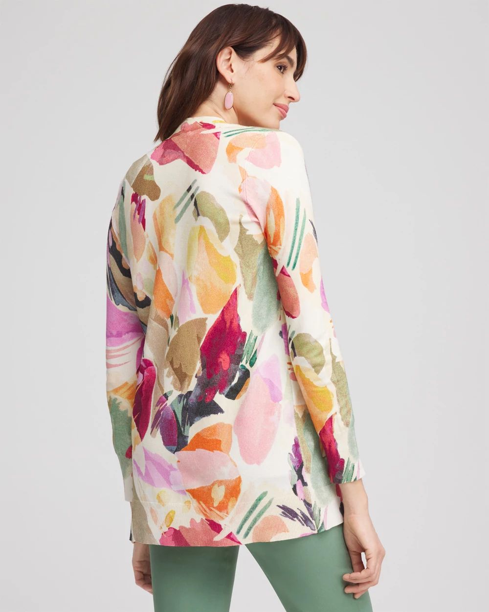 Floral Open-Front Cardigan