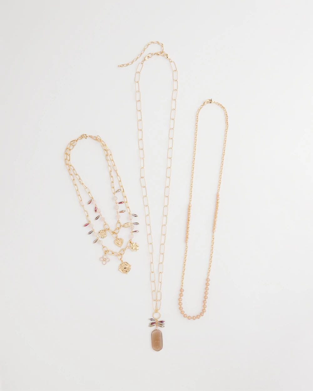 Convertible Pink & Gold Beaded Necklace click to view larger image.