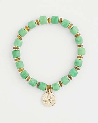 Square-Cut Beaded Sun Charm Bracelet