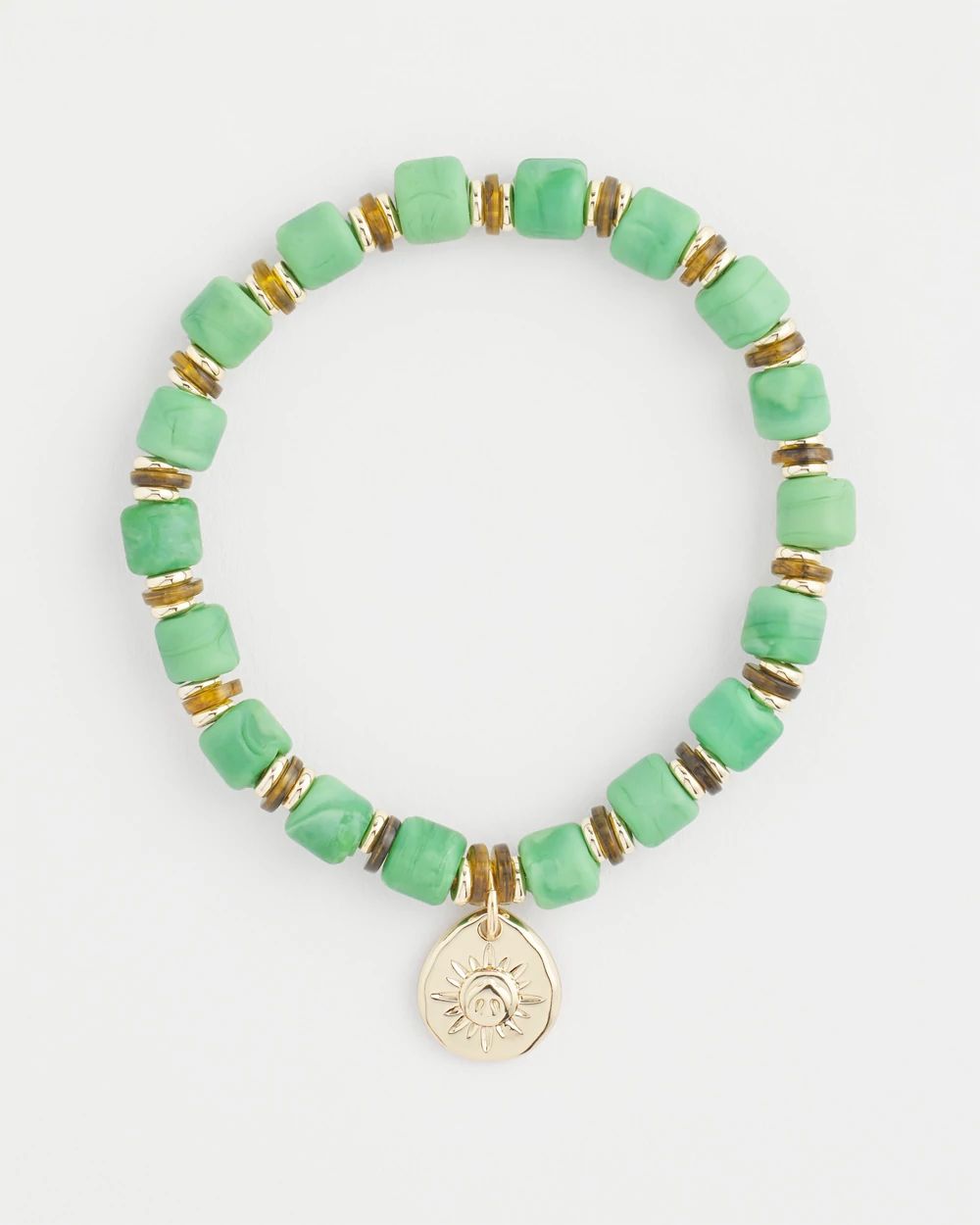 Square-Cut Beaded Sun Charm Bracelet