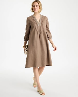 Linen-Cotton Pintuck Dress click to view larger image.
