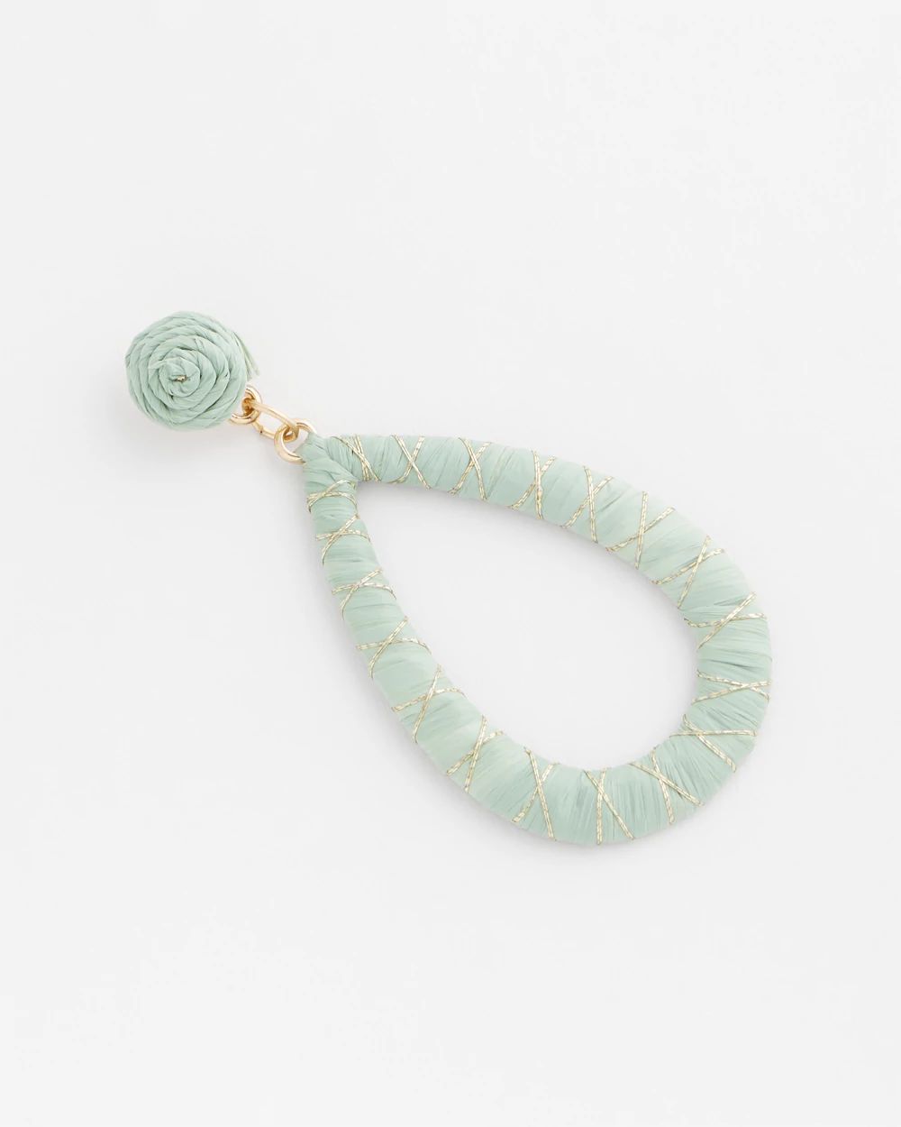 No Droop™ Raffia Teal Teardrop Earrings